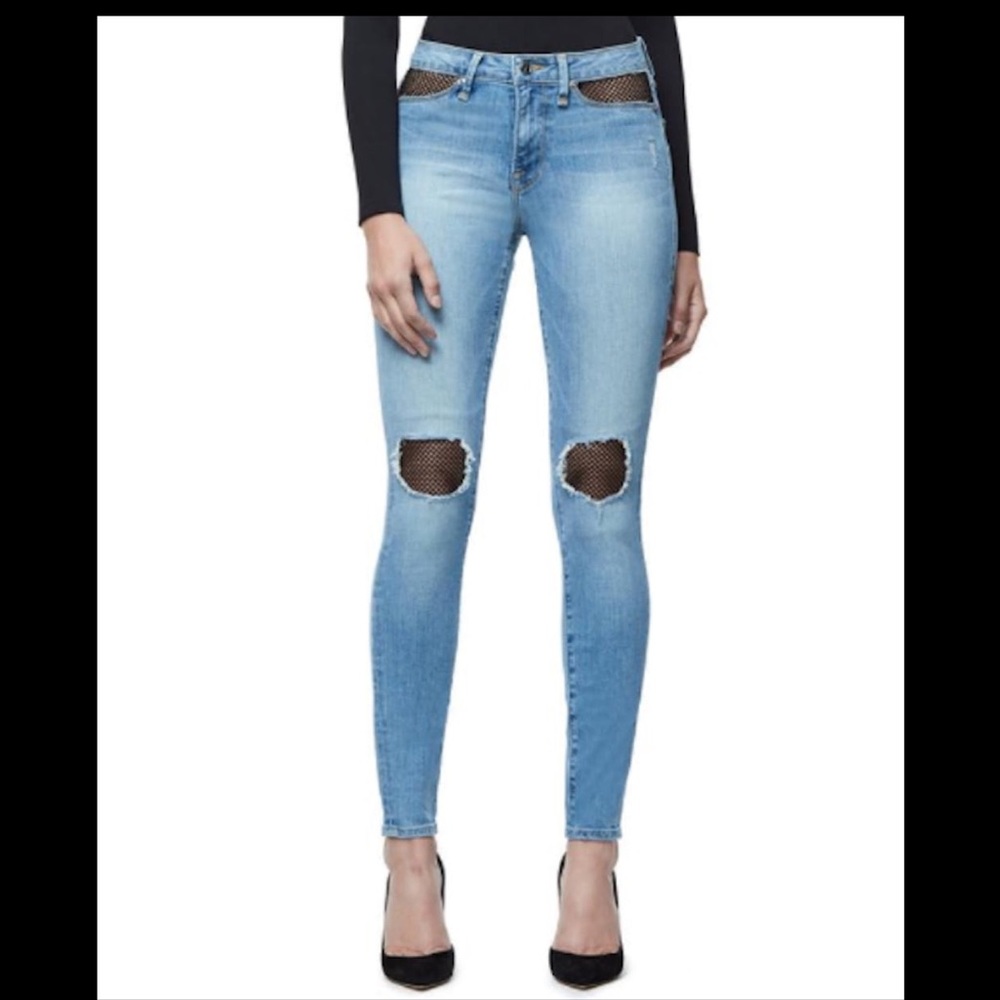 🌊 #NWT Good American Good Legs Fishnet Jeans sz 4